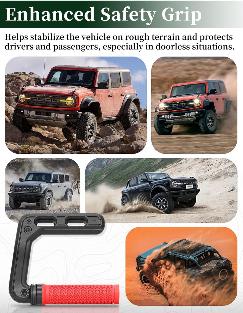 JROAD Bronco Aluminum Grab Handles Roll Bar Non-Slip Grip HandlesCompatible with Ford Bronco 2021-2025 Front or Rear Seat 4 Door Soft/Hard Top,Bronco Raptor Interior Accessories （4PCS/red） - Image 5